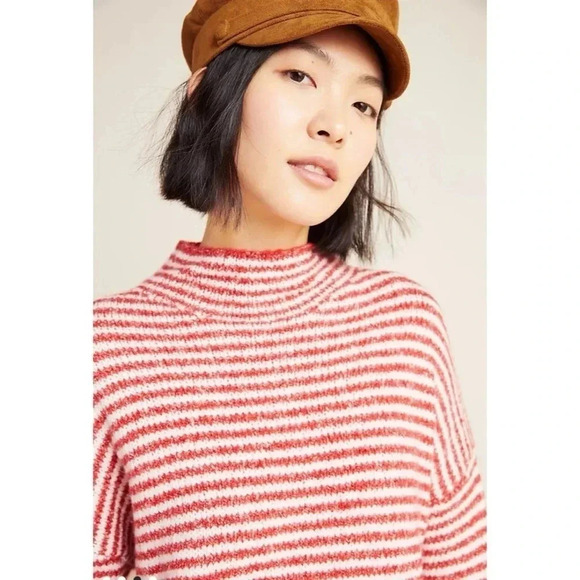 Anthropologie Red Stripe Linnea Mock Neck Sweater Size XS - Picture 11 of 11